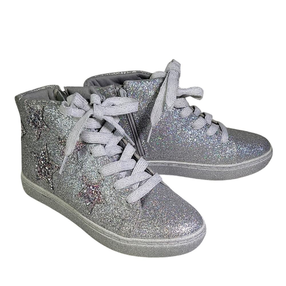 Steve Madden Jaustinn Glitter High Top Sneakers Big Kids Size 5 Womens 7 NEW